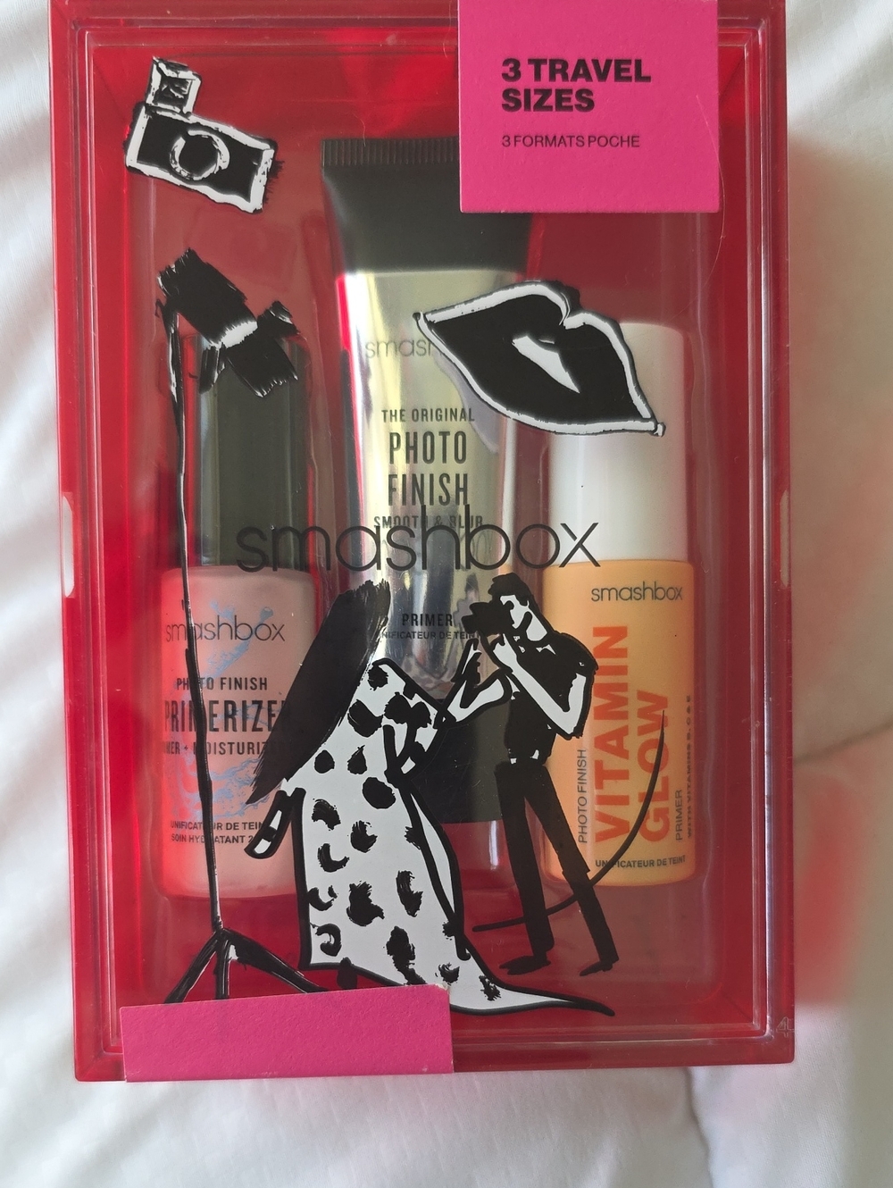 Smashbox Photo Finish Primer Trio — Red, Pink, Orange Packaging